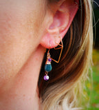 Grandidierite, Amethyst Cascading Earring Rose Gold