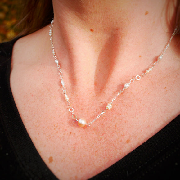 Pearl Necklace Sterling Silver