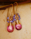 Topaz, Tanzanite, Cluster Earrings Gold