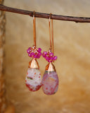 Jasper, Pink Sapphire Threader Earrings Rose Gold