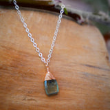 Green Kyanite Pendant Necklace, Silver, Rose Gold