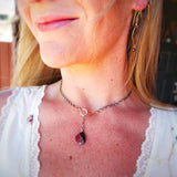 Watermelon Tourmaline Front Hook Drop Necklace Silver and Gold