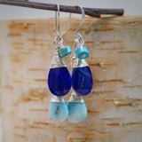 Lapis, Larimar, Turquoise Drop Earrings Silver