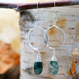 Moss Agate Hoop Silver