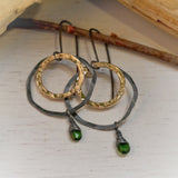 Chrome Diopside Threader Abstract Hoops Silver and Gold