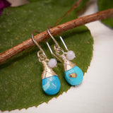 Turquoise and Blue Lace Agate Drop Earrings Silver