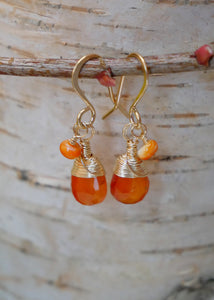 Carnelian Drop Earrings Gold