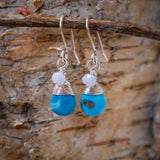 Turquoise and Blue Lace Agate Drop Earrings Silver