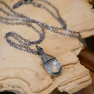 Moss Aquamarine Pendant Necklace Silver