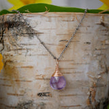 Amethyst Necklace Bead Chain Silver and Rose Gold