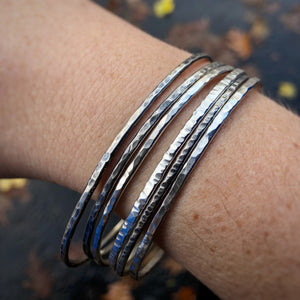 Hammered Silver Bangle