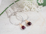 Garnet Harness Hoops Silver and Gold